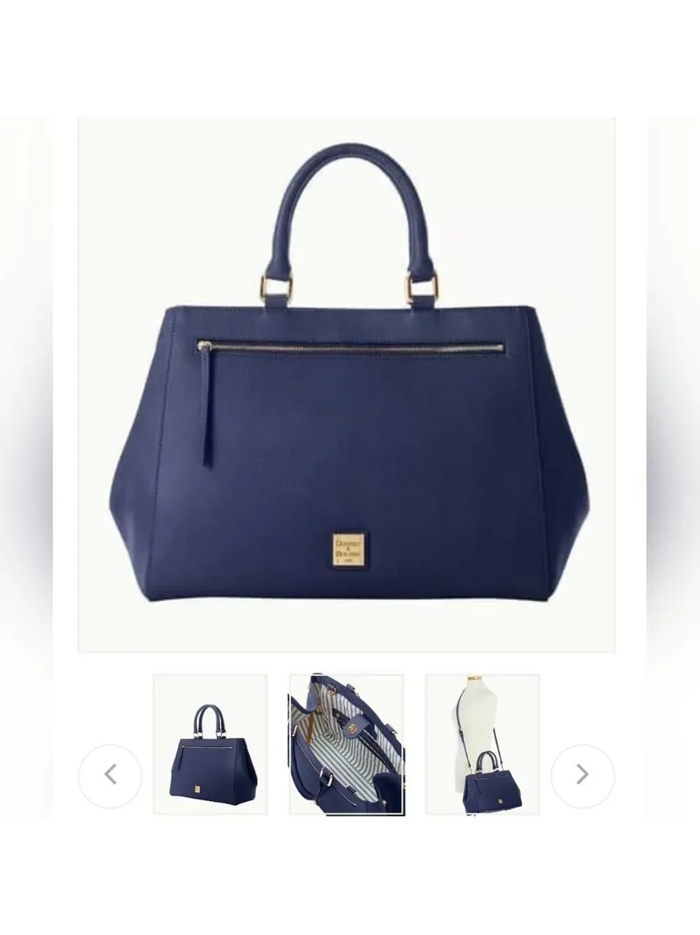 Dooney & Bourke Marine Navy Satchel Saffiano Leather a hand Crossbody Bag